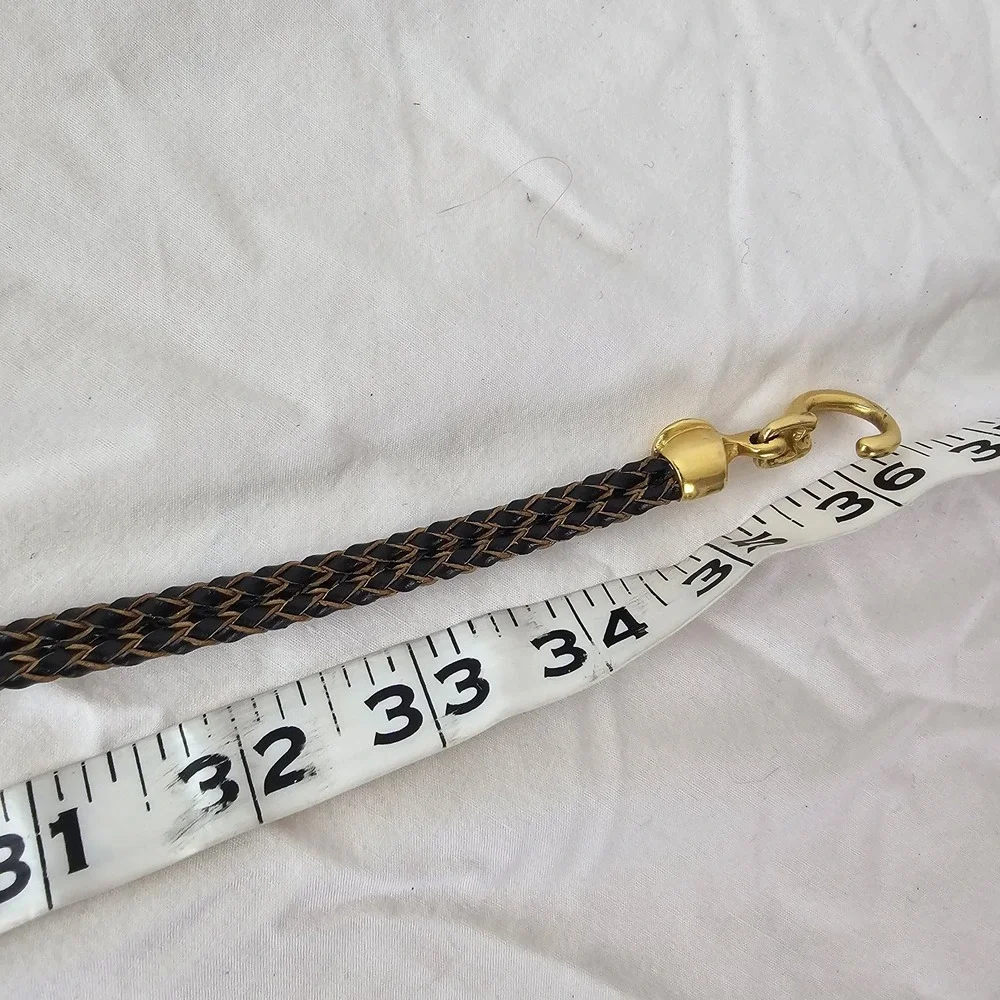 Vintage Women's Bolo Tie Hip Belt S/M Dark Brown Gold Leather Western Boho